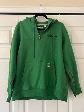 John Deere Green Quarter-Zip Hoodie Sweatshirt